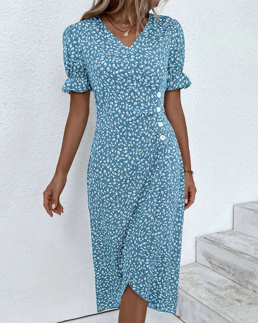 Debora | Estivo Floreale Wrap Vestito Midi Da Donna