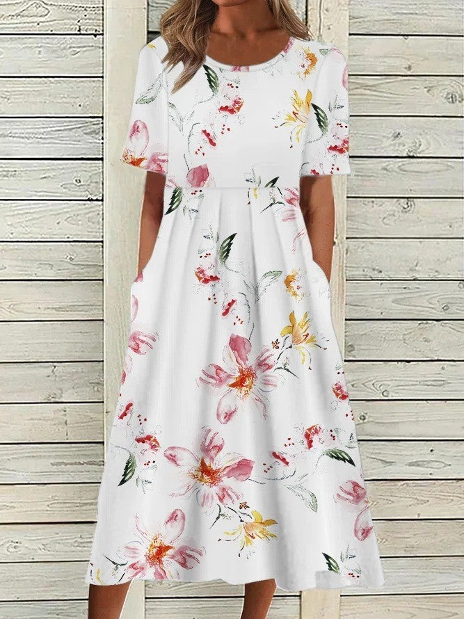 Monica | Estivo Abito Midi Floreale Stampato da Donna