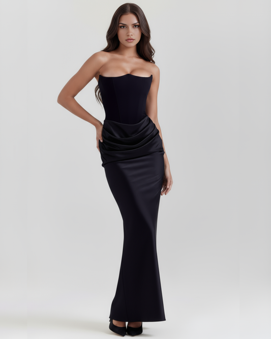 Carla | Elegante Vestito Da Sera in Satin Con Corsetto Da Donna