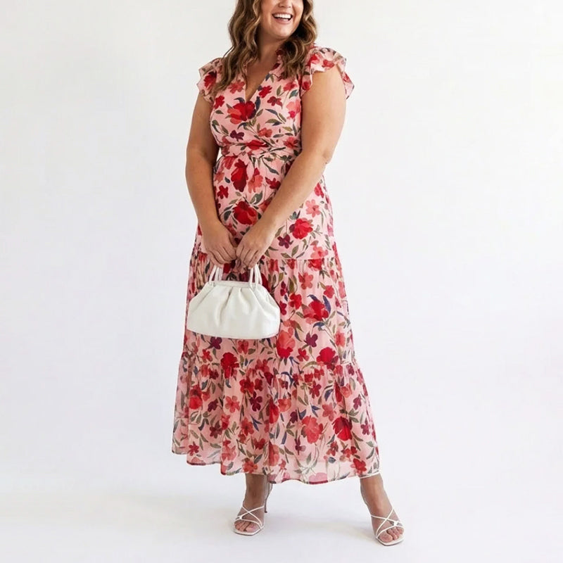 Laura | Romantico Vestito Midi Floreale con Scollo a V da Donna