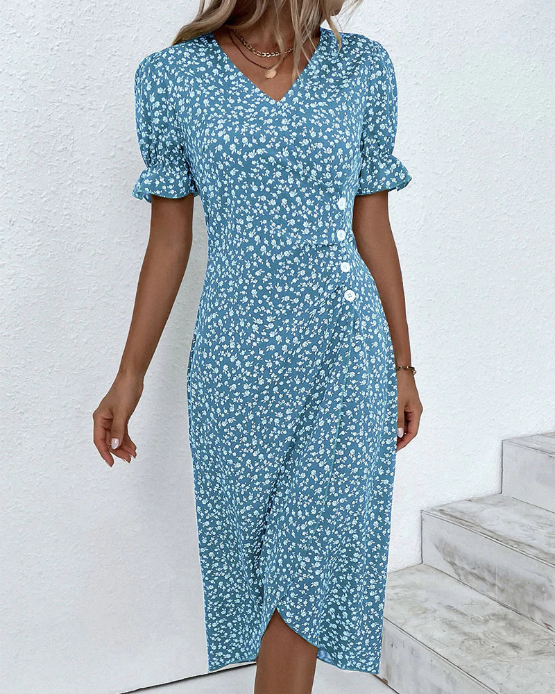 Debora | Estivo Floreale Wrap Vestito Midi Da Donna