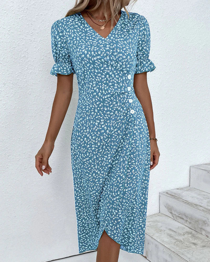 Debora | Estivo Floreale Wrap Vestito Midi Da Donna