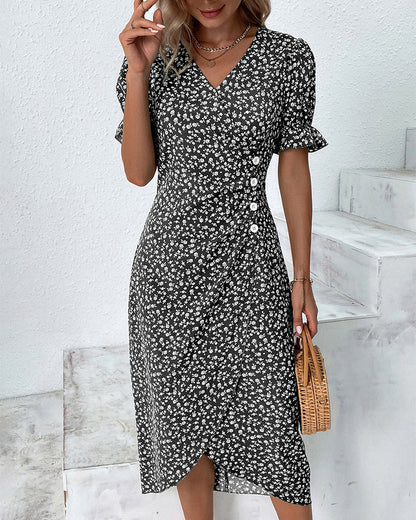 Debora | Estivo Floreale Wrap Vestito Midi Da Donna