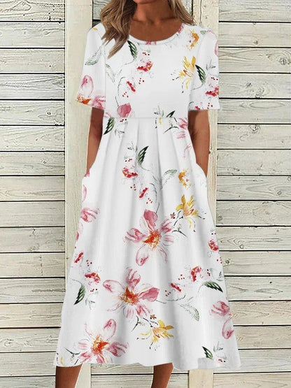 Monica | Estivo Abito Midi Floreale Stampato da Donna