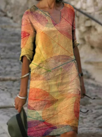 Azzurra | Vestito Stampato con Maniche da Donna