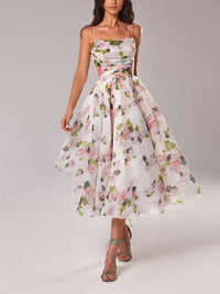 Eleonora | Elegante Vestito Midi Floreale a Trapezio Da Donna