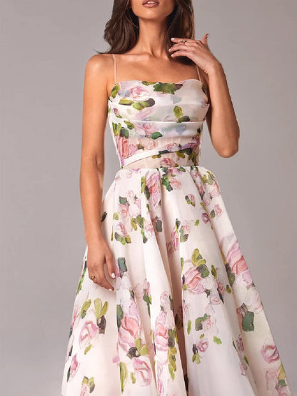 Eleonora | Elegante Vestito Midi Floreale a Trapezio Da Donna