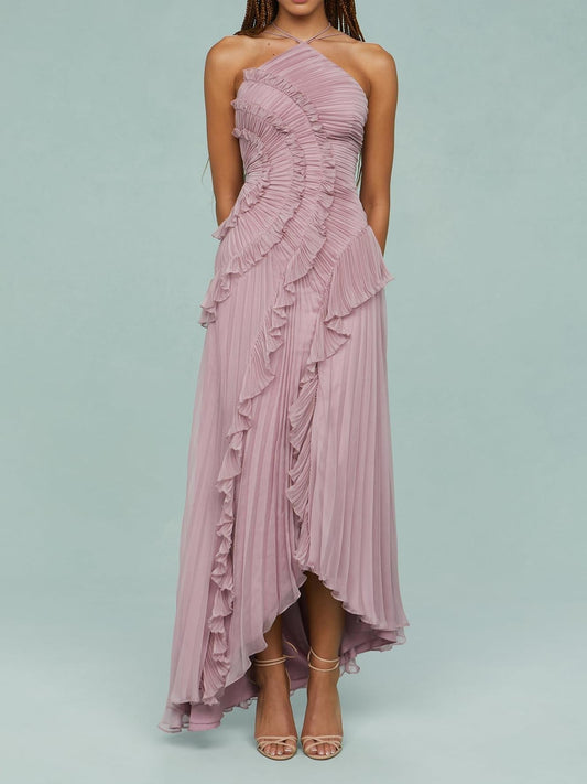 Cecilia | Vestito Maxi Ricamato Scollo Halter da Donna