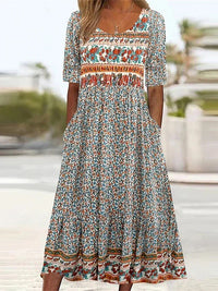 Olga | Estivo Abito Midi Boho Stampato da Donna