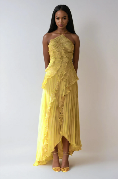 Cecilia | Vestito Maxi Ricamato Scollo Halter da Donna