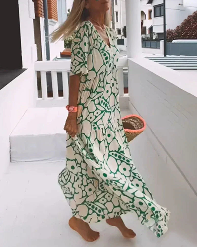 Adele | Estivo Lungo Svasato Vestito con Scollo a V da Donna