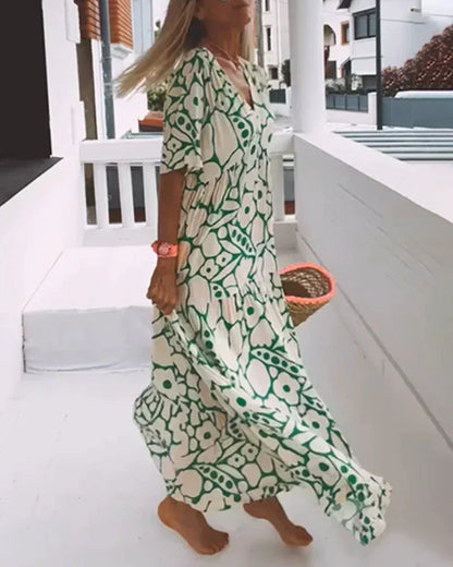 Adele | Estivo Lungo Svasato Vestito con Scollo a V da Donna