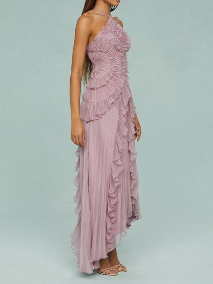 Cecilia | Vestito Maxi Ricamato Scollo Halter da Donna