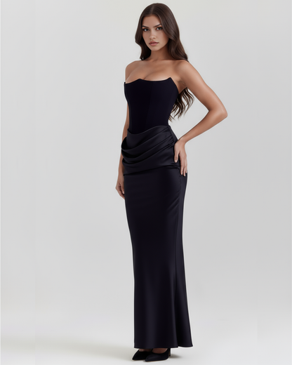 Carla | Elegante Vestito Da Sera in Satin Con Corsetto Da Donna