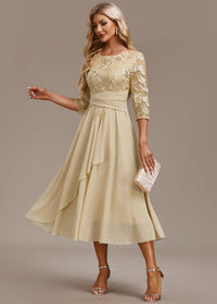 Nadia | Elegante Abito Midi Ricamato in Chiffon da Donna