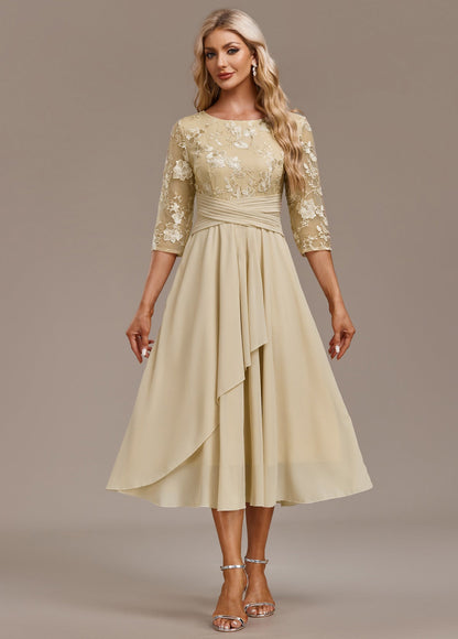 Nadia | Elegante Abito Midi Ricamato in Chiffon da Donna