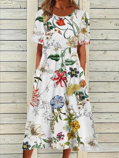 Monica | Estivo Abito Midi Floreale Stampato da Donna