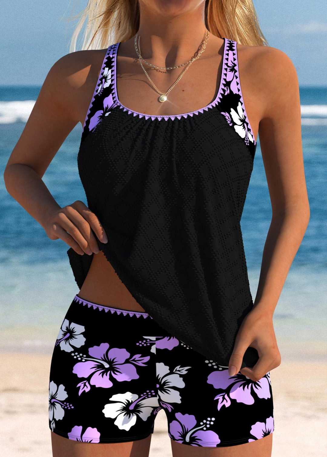 Anna | Donna Estivo Girocollo Tankini Costume Da Bagno