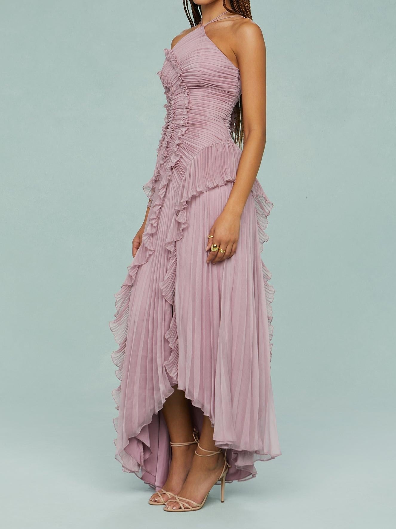 Cecilia | Vestito Maxi Ricamato Scollo Halter da Donna
