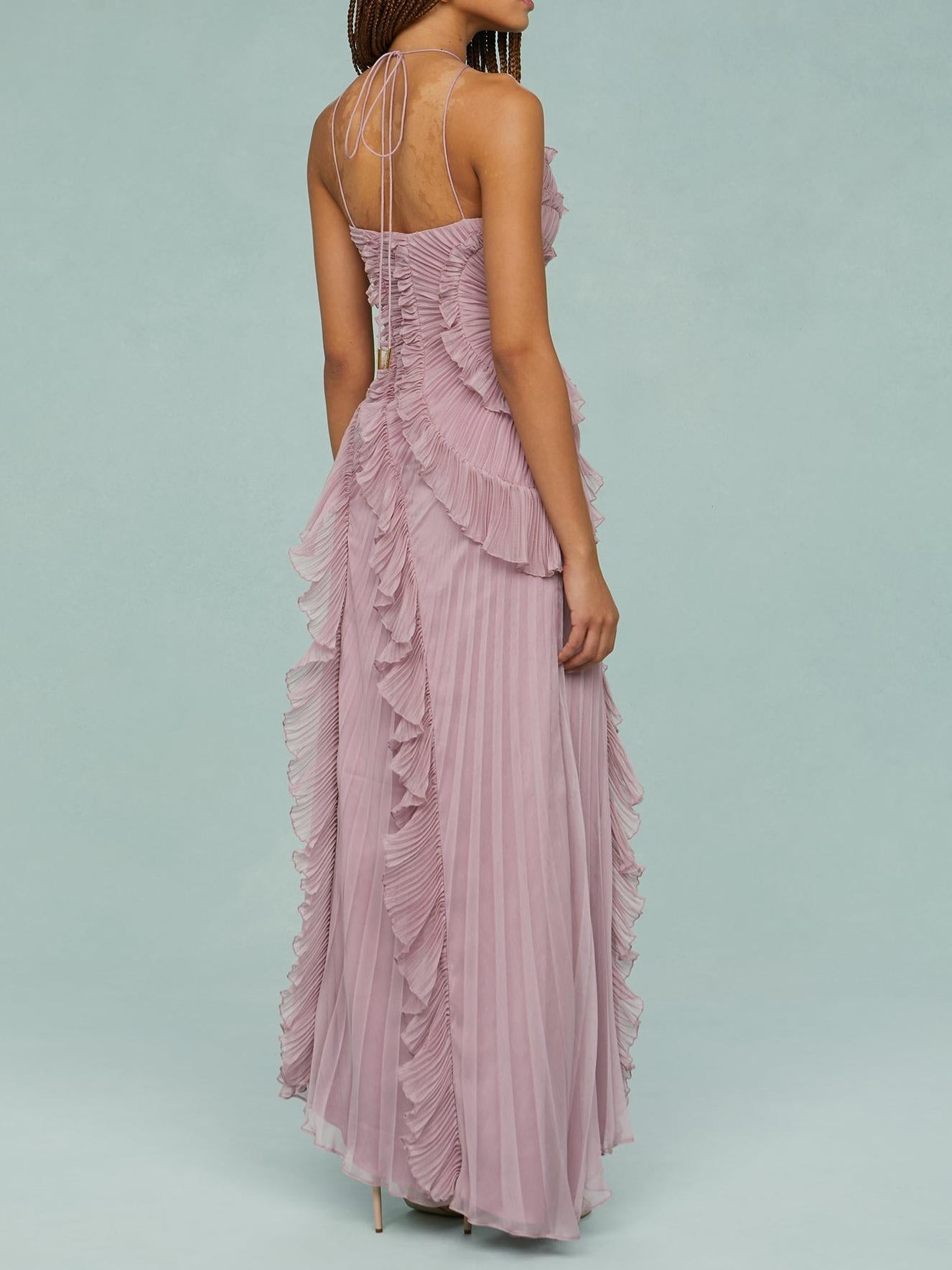 Cecilia | Vestito Maxi Ricamato Scollo Halter da Donna