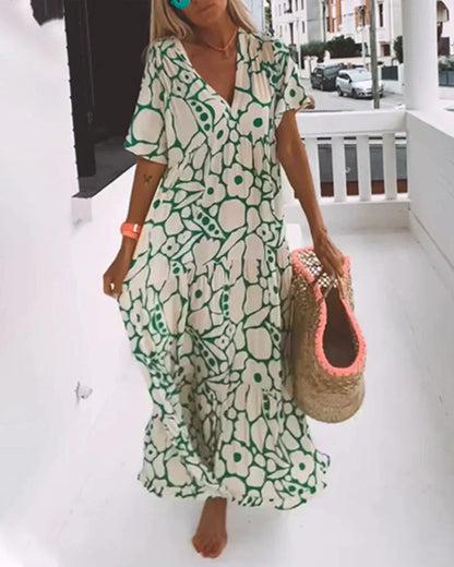 Adele | Estivo Lungo Svasato Vestito con Scollo a V da Donna