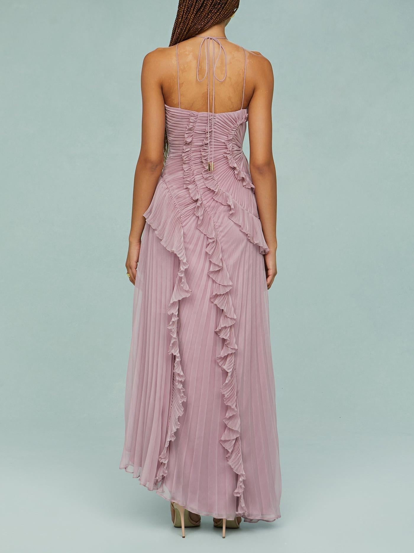 Cecilia | Vestito Maxi Ricamato Scollo Halter da Donna