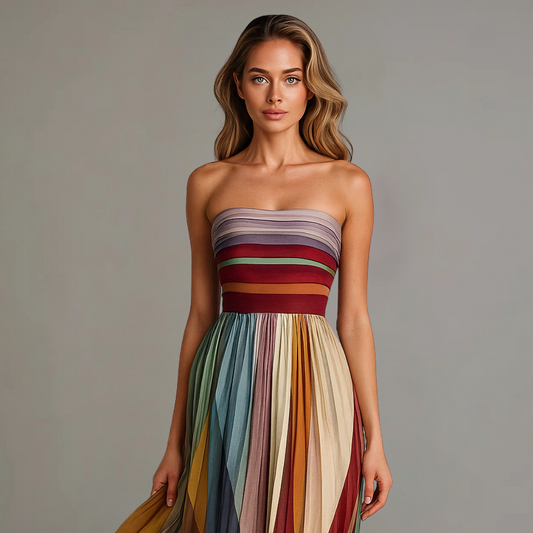 Elsa | Estivo Vestito Maxi Plissettato Da Donna