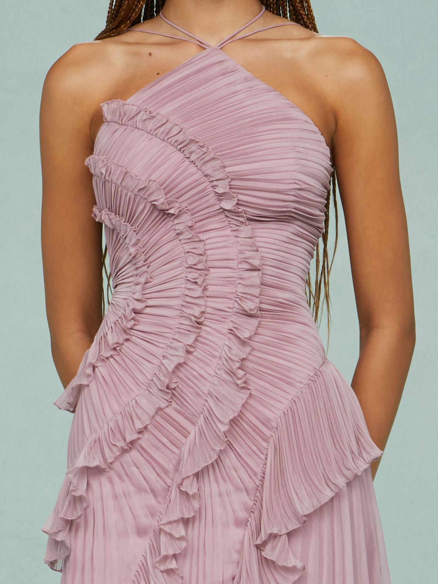 Cecilia | Vestito Maxi Ricamato Scollo Halter da Donna