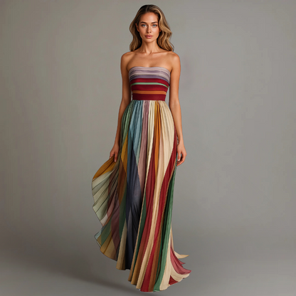 Elsa | Estivo Vestito Maxi Plissettato Da Donna