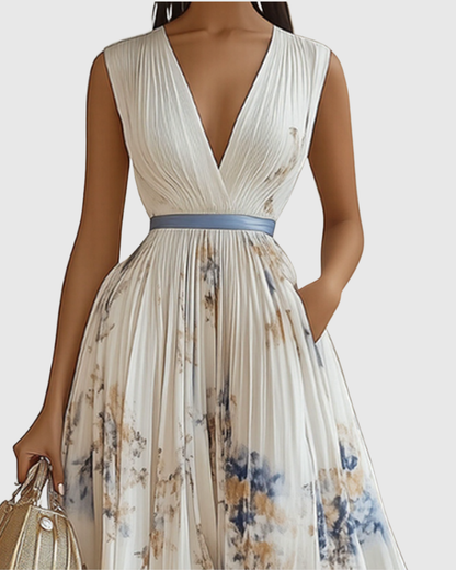Veronica | Elegante Vestito a Trapezio Plissettato Lungo Da Donna