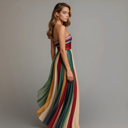 Elsa | Estivo Vestito Maxi Plissettato Da Donna