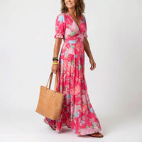 Maria | Estivo Vestito Lungo Floreale con Scollo a V da Donna
