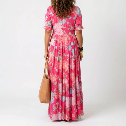 Maria | Estivo Vestito Lungo Floreale con Scollo a V da Donna