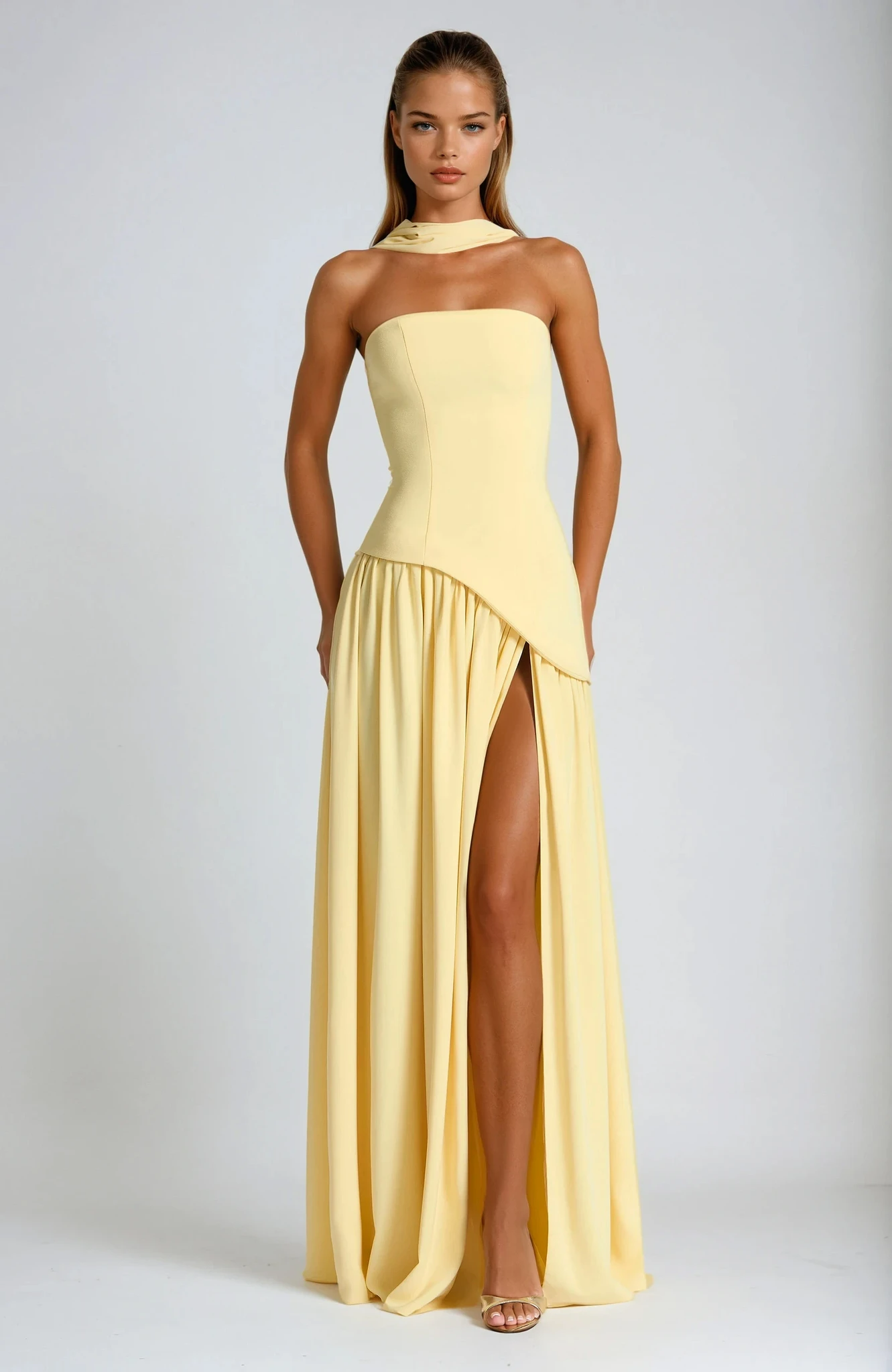 Simona | Elegante Vestito Maxi Formale con Spacco da Donna