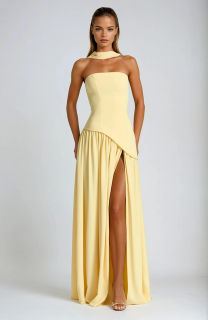 Simona | Elegante Vestito Maxi Formale con Spacco da Donna