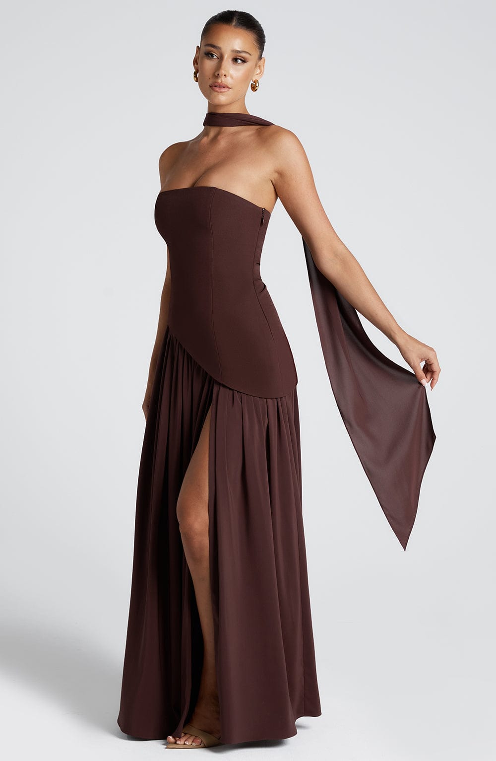Simona | Elegante Vestito Maxi Formale con Spacco da Donna