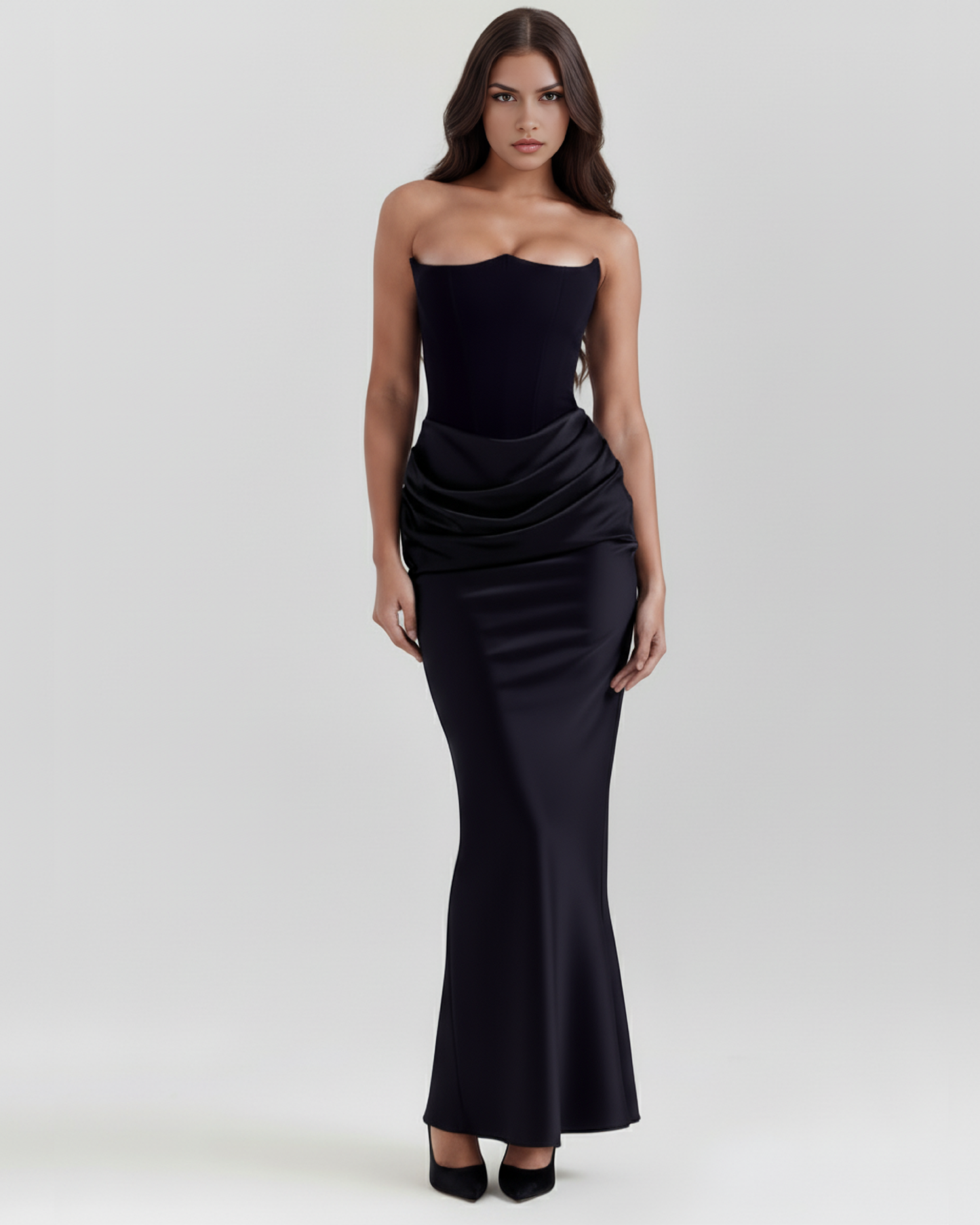Carla | Elegante Vestito Da Sera in Satin Con Corsetto Da Donna