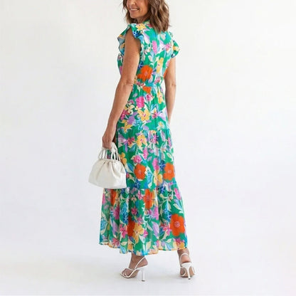 Laura | Romantico Vestito Midi Floreale con Scollo a V da Donna
