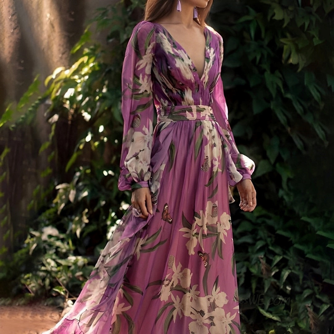 Lorenza | Leggero Vestito Maxi Stampato Da Donna