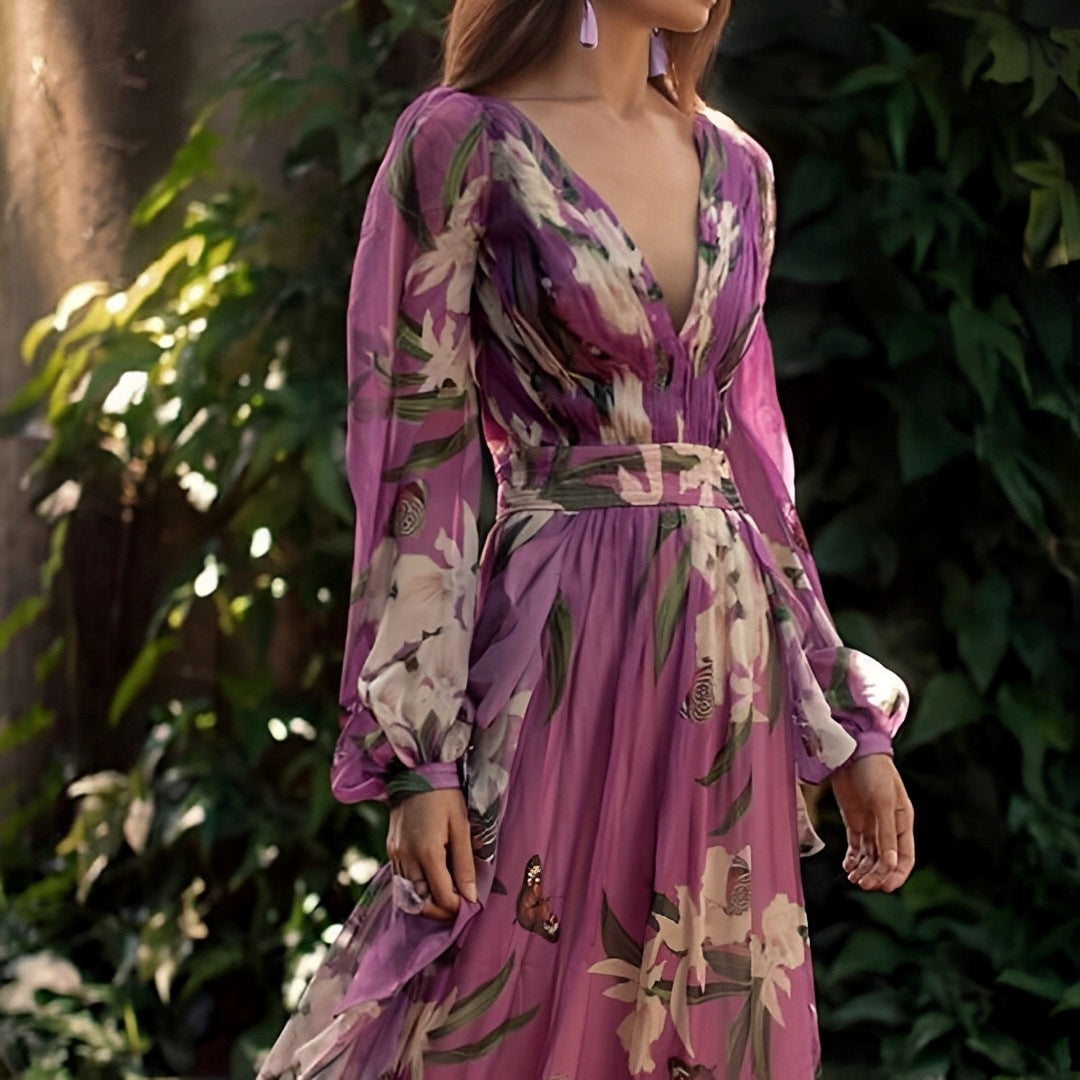 Lorenza | Leggero Vestito Maxi Stampato Da Donna