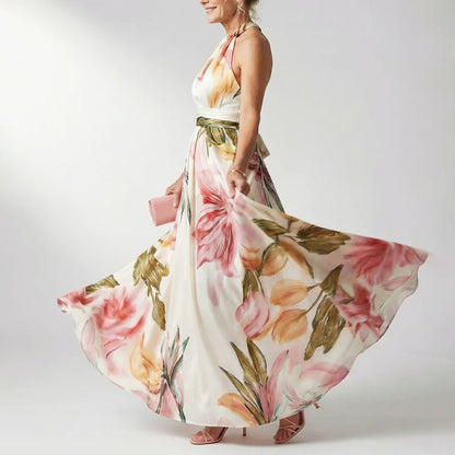 Rita | Elegante Vestito da Sera Lungo con Stampa Floreale da Donna