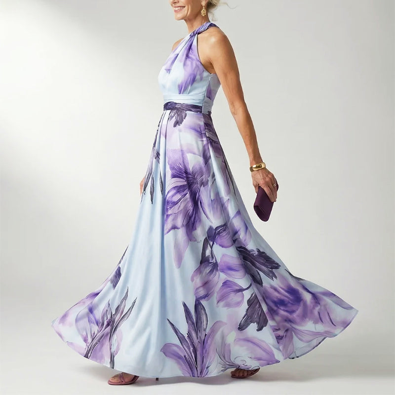 Rita | Elegante Vestito da Sera Lungo con Stampa Floreale da Donna