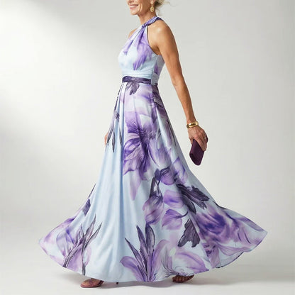 Rita | Elegante Vestito da Sera Lungo con Stampa Floreale da Donna