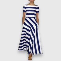 Mirella | Vestito Maxi a Righe con Maniche Corte da Donna