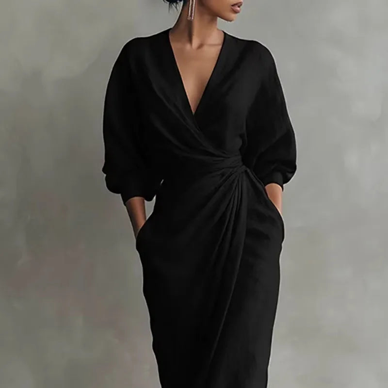 Gabriella | Elegante Vestito Maxi a Portafoglio con Scollo a V da Donna