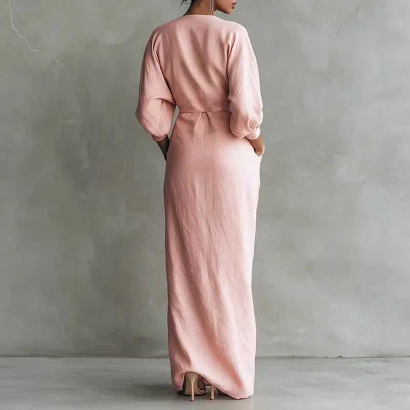Gabriella | Elegante Vestito Maxi a Portafoglio con Scollo a V da Donna