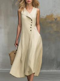 Norma | Vestito Maxi Bottoni Senza Maniche da Donna