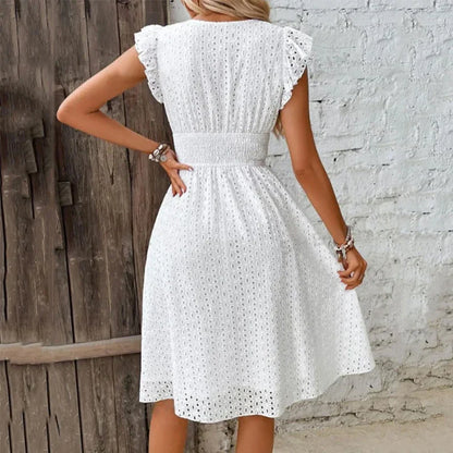 Pamela | Elegante Vestito a Trapezio Estivo Con Maniche Volant Da Donna