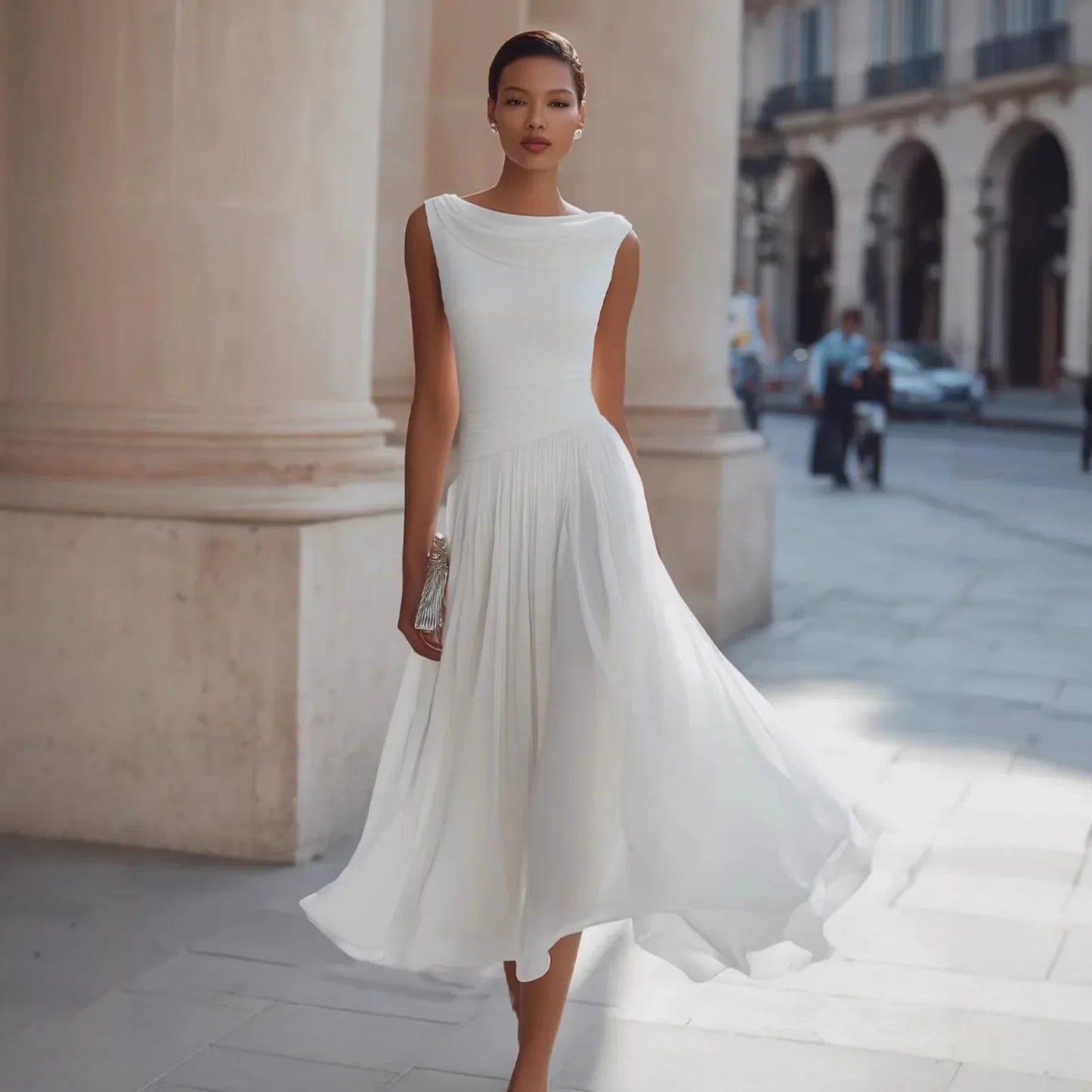 Pamela | Vestito Midi Plissé Elegante da Donna