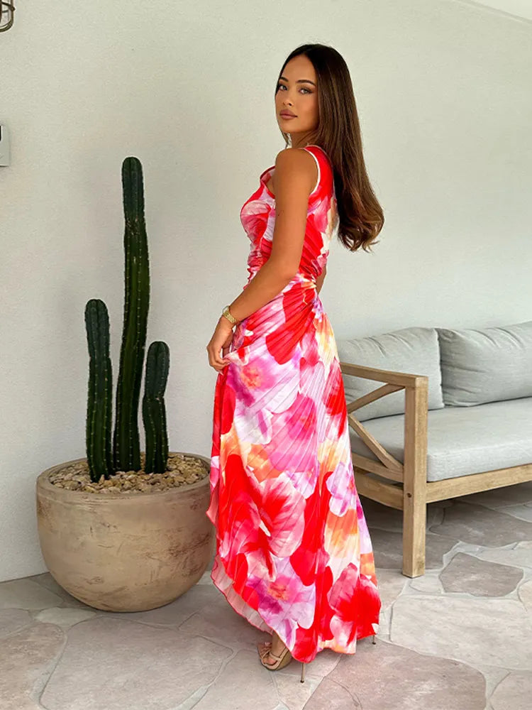 Donata | Estivo Vestito Plissettato Monospalla Asimmetrico Da Donna